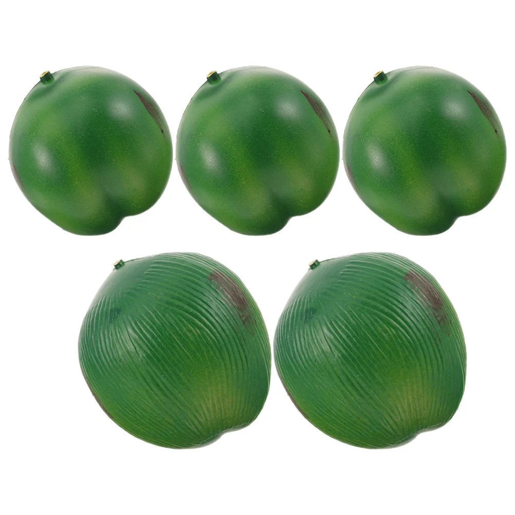 

5Pcs Simulated Coconut Fake Fruit Decoration Lightweight Portable Plastic Hawaiian Hanging Coconuts Simulated Coconut