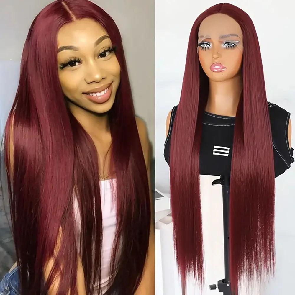 วิกผมด้านหน้าลูกไม้ใส13x4 HD เบอร์กันดีวิกลูกไม้ด้านหน้าความหนาแน่นเส้นผมมนุษย์200%