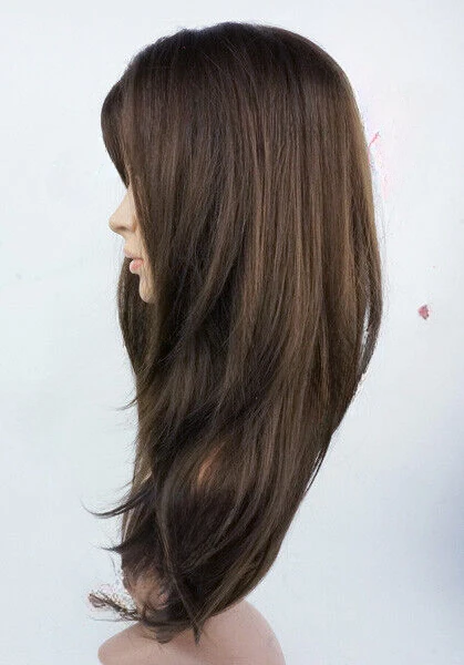 Brown Long Wavy Layered Wig