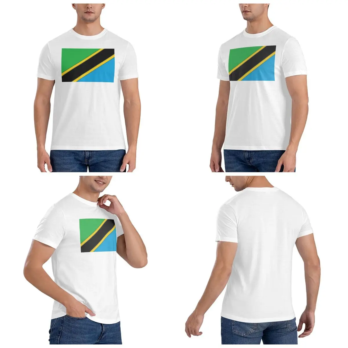 Tanzania Flag Men T-Shirt Classic Plus Size T Shirts Men's Crew Neck Cotton Tees Short Summer Male