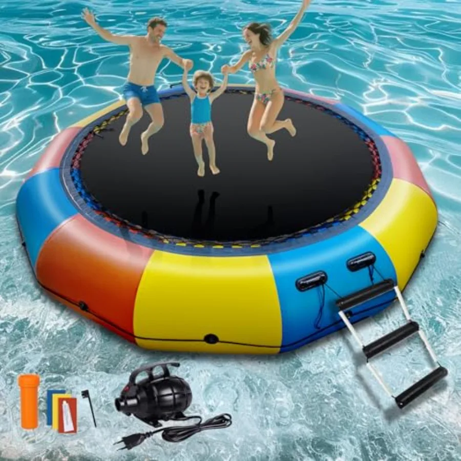 

Inflatable Water Trampoline 10FT/12FT/15FT for and Adults Floating Trampoline for Lake Portable Lake and Pool Bounce Platform w