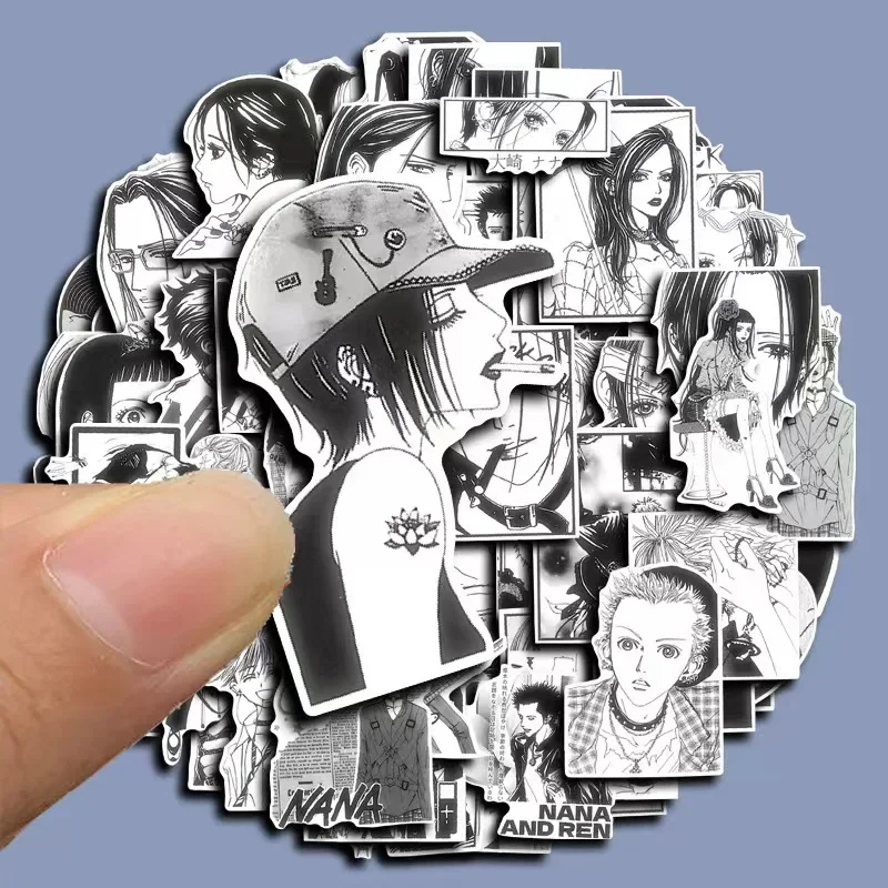 10/64Pcs Black White Anime NANA Stickers Manga Decals DIY Stationery Scrapbook Notebook Diary Guitar Sticker Toys Gift