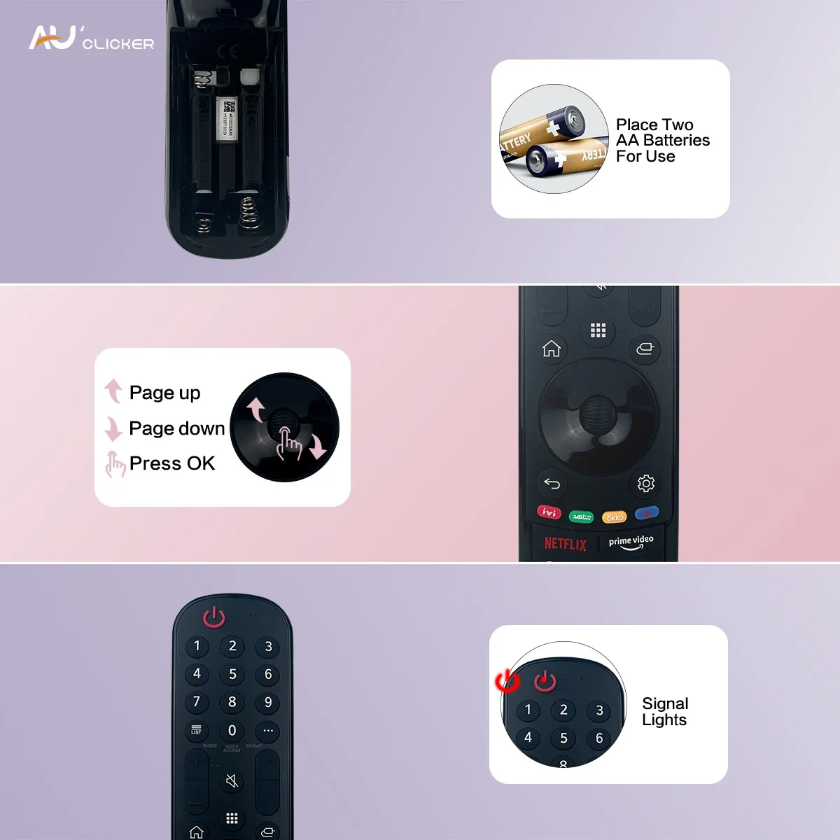 MR21IR Magic Replacement Remote for LG TV models  Universal remote compatible (no voice magic pointer function)