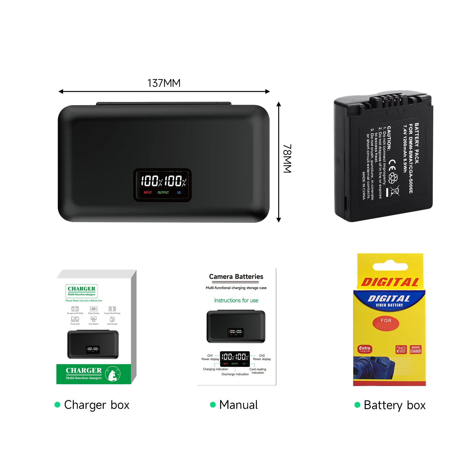 PALO CGA-S006E S006E 1200mAh Eddie ion Caméra Batterie Rechargeable Pour DMC-FZ7 FZ8 FZ18 FZ28 FZ30FZ35 FZ38 FZ50 GK Avec Chargeur
