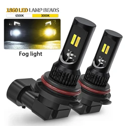 2pcs High Power LED Fog Lights H7 H11 9005/9006 Headlight Bulbs Canbus CSP 1860 For Car ATV Motorcycle DRL Lamp 12V White Yellow