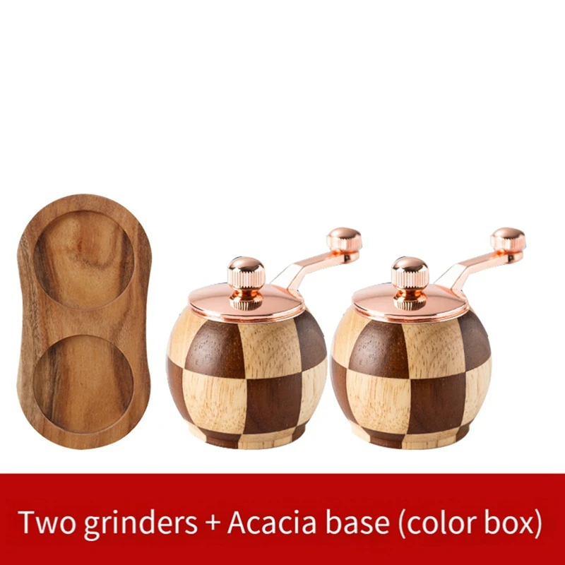 ABDJ-Checkerboard Hand Crank Salt And Pepper Grinder Set Fashion Manual Grinder Kitchen Gift