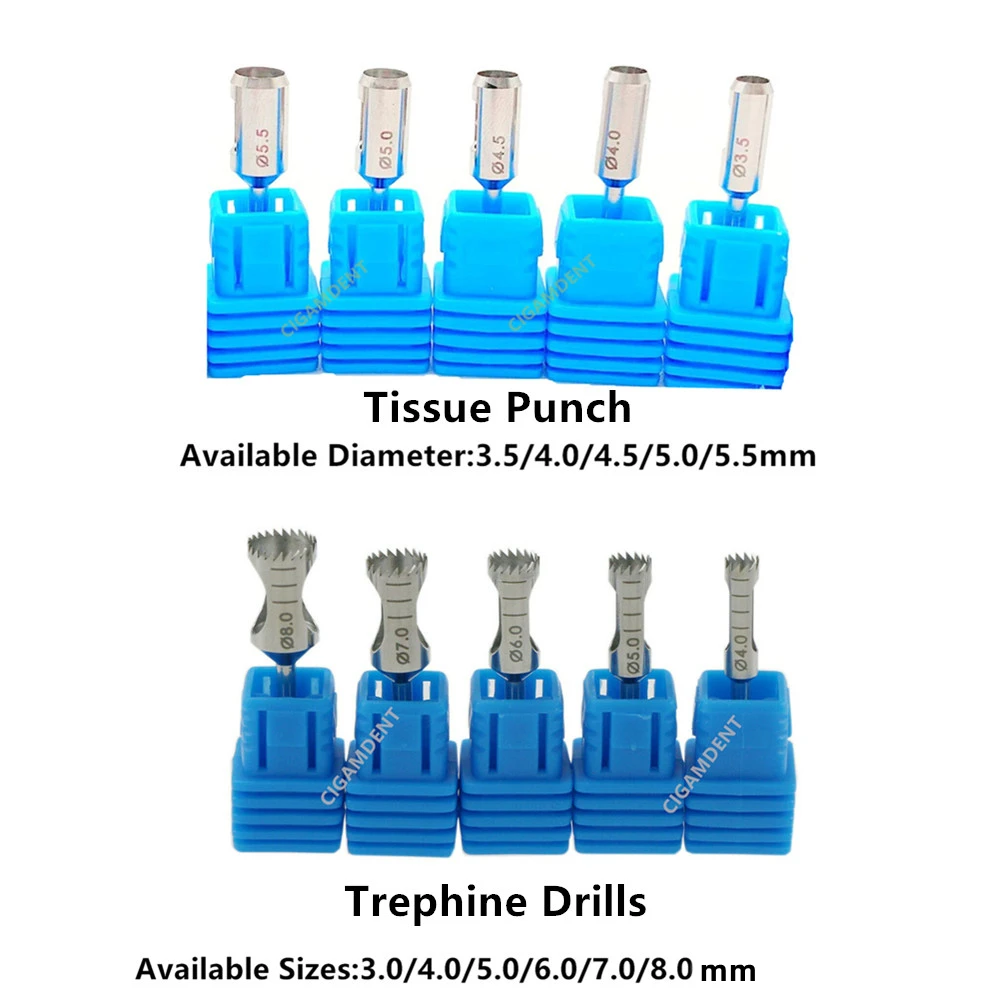 1pc Dental Implant Terphine Bur Tissue Punch Kit Bone Trephines Drills Stainless Steel Planting Tools for Low Speed Handpiece