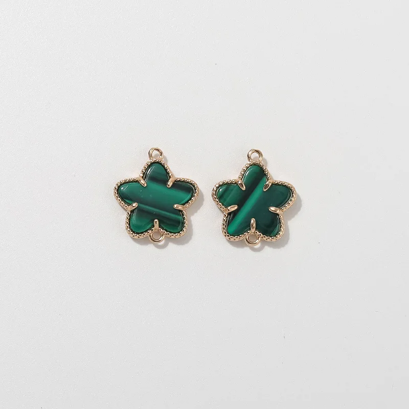 20 pçs/saco diy jóias acessórios cinco folhas flor cobre banhado a ouro conector brincos pulseira pingente fazendo materiais