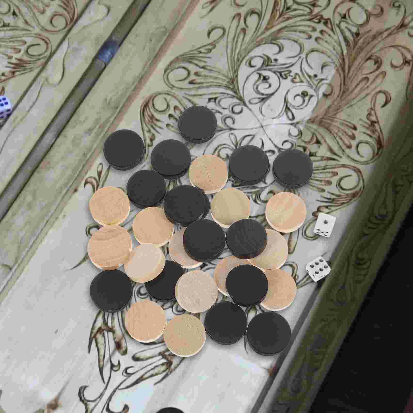 

Backgammon Accessories Playing Game Chips Replacement Board Chessboard Wooden Checkers Travel