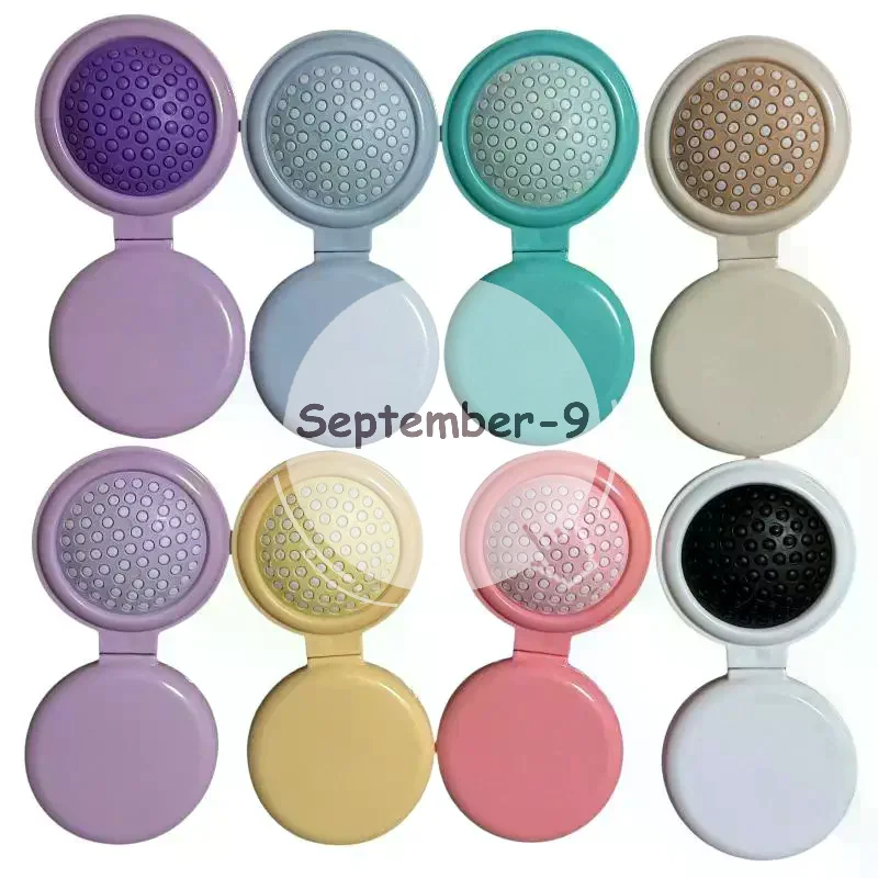 Folding Mini Air Cushion Hair Brush Built-in Makeup Mirror Soft Massage Bristles Anti-static for Home Travel Hair Grooming