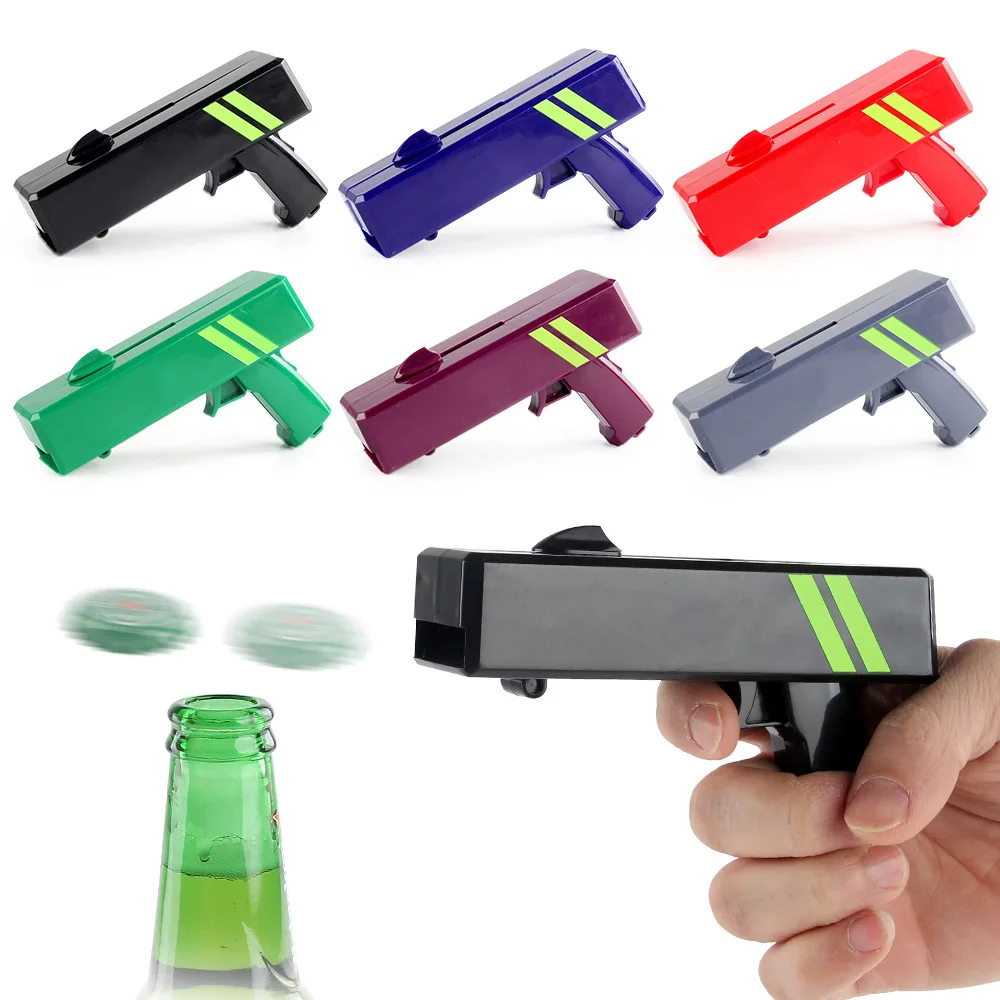 Portable Bottle Beer Opener Cap Gun Launcher Shooter Party Supplies Drinking Game Funny Toy Bar Tool Kitchen Gadget Accessories