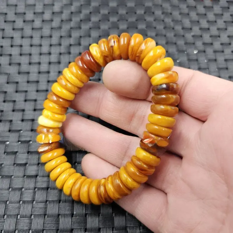 Natural Amber Bracelet Men Women Healing Gemstone Fine Jewelry Genuine Baltic Amber Spacer Beads Bracelets Old Beeswax Bangles