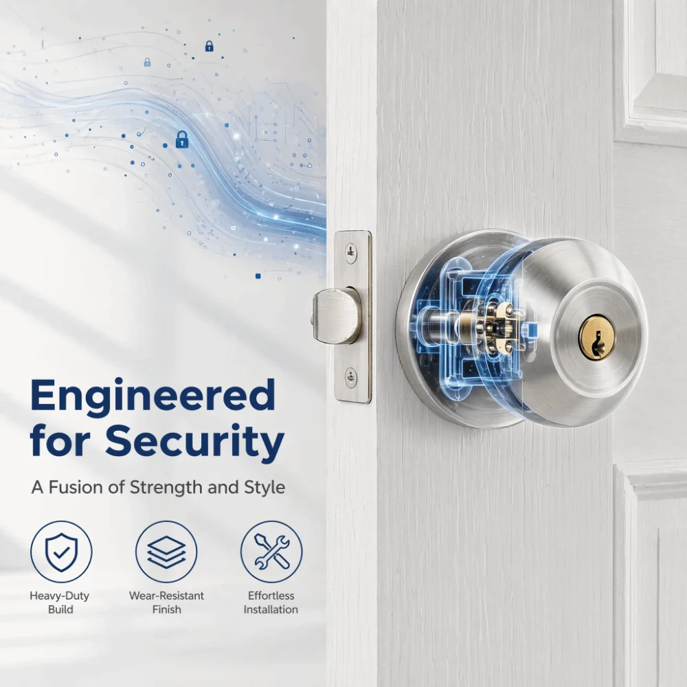 Security Stainless Steel Tubular Lockset Easy Installation Keyed Entry Door Handle Lock Set Ball Door Handle Closet Door