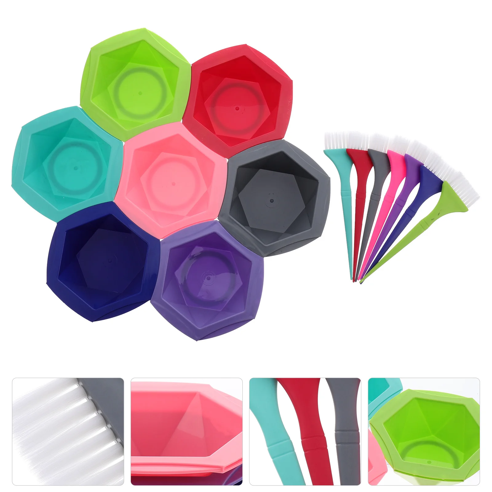 7Sets Hair Dye Kit Hair Coloring Tool Salon Household Hairdressing Supply Reusable Easy Clean Brush Bowl Set Bowl