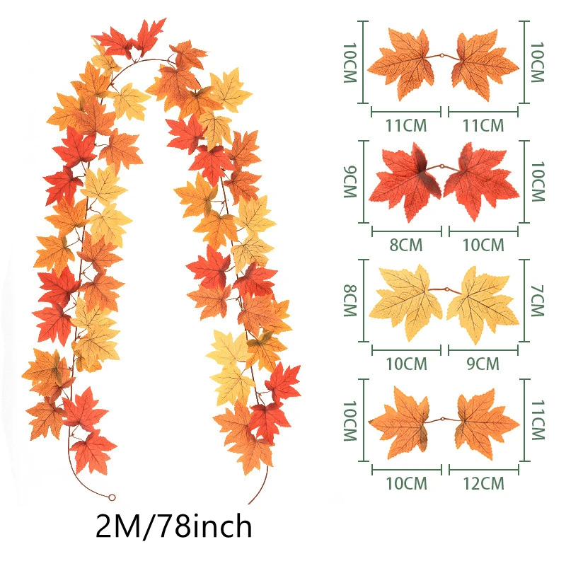 200CM Herbst Künstliche Ahornblatt Kranz Gefälschte Blatt Pflanze Rebe Wohnkultur Garten Halloween Wand Im Freien Türen Fenster Dekoration