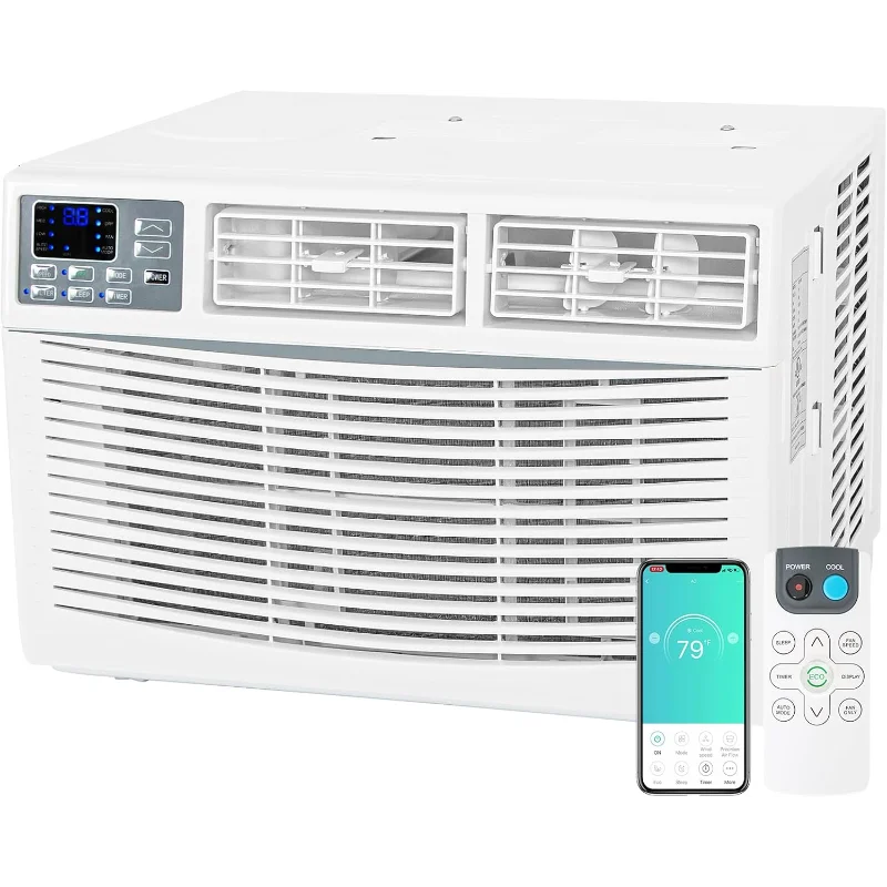 مكيف هواء نافذة 12,000 وحدة حرارية بريطانية، وحدة تيار متردد ذكية للنافذة مع جهاز تحكم عن بعد، موفر للطاقة، مجموعة سهلة التركيب