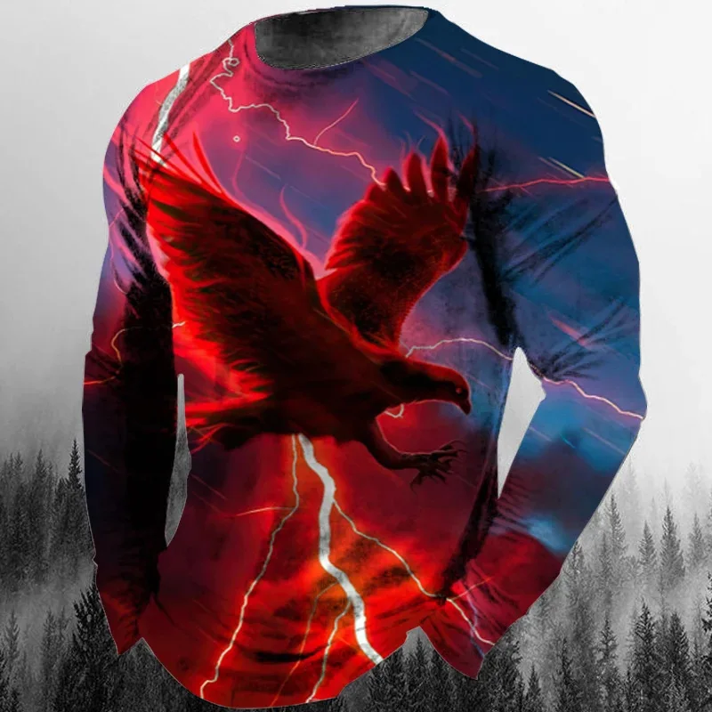 Eagle Pattern 3D Print T-Shirts Men Woman Retro Long Sleeve Hip Hop T Shirt Streetwear Harajuku Pullovers Tees Top Kids Clothing