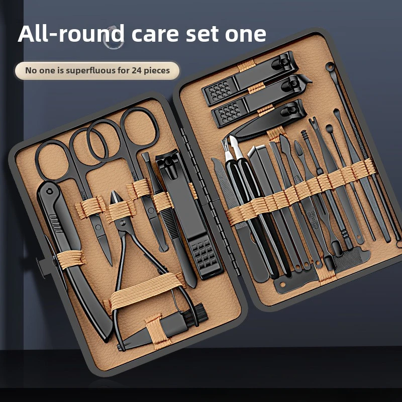 7/16/24 pezzi set manicure tagliaunghie professionale kit pedicure strumento per la cura delle unghie in acciaio inossidabile kit per toelettatura con viaggi di lusso