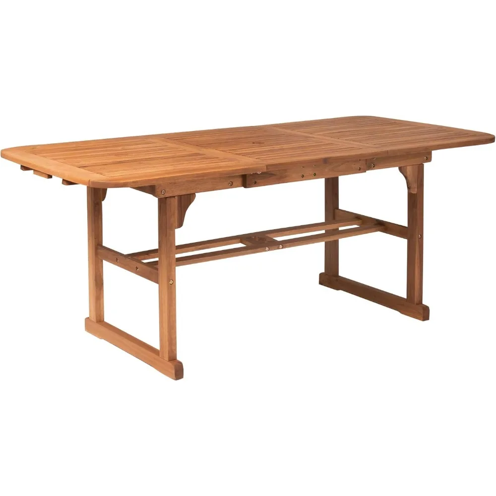 

Maui Modern Solid Acacia Wood Slatted Patio Dining Table, 78 Inch, Brown