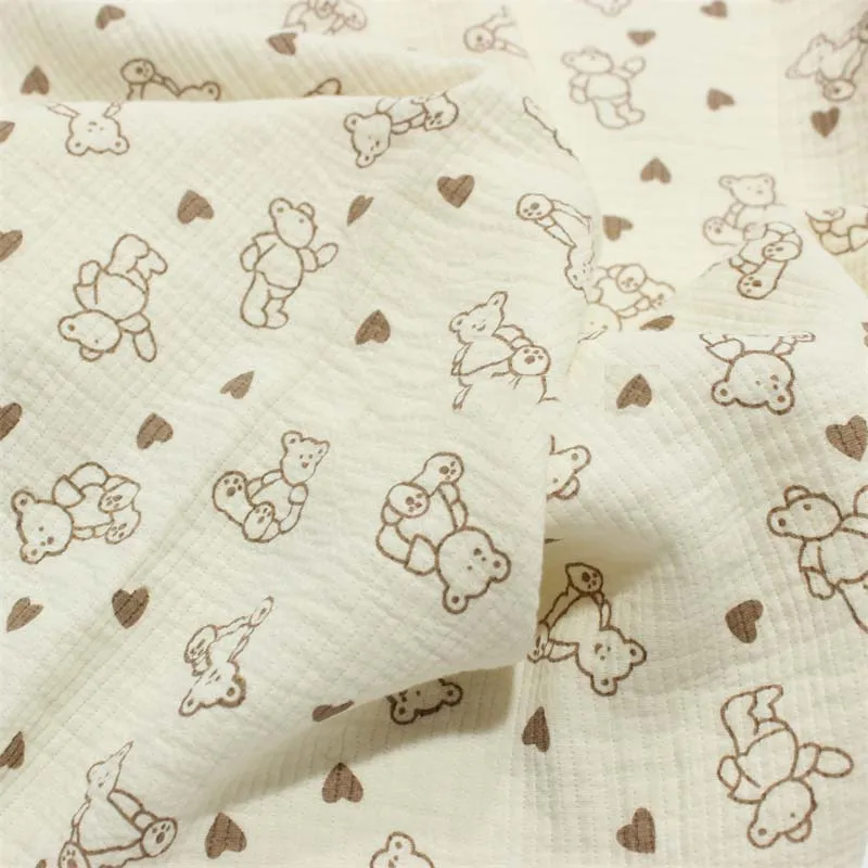 Breathable Pure Cotton Crepe Fabric Skin-Friendly Linen Cotton Double Gauze Fabric DIY Sewing Textile Pajamas Cloth Material