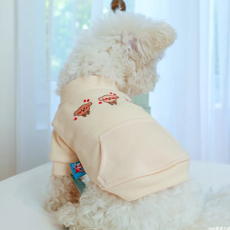 1PC Pet Clothes Cat Autumn/Winter Thickened Beige Tie Dog Coat Suitable for Small and Medium Dogs