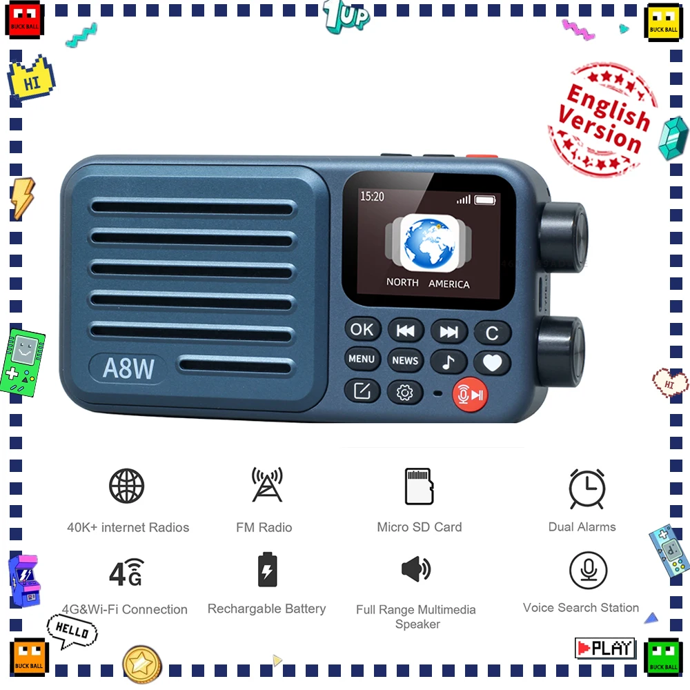 CHOYONG A8W Portable Internet Radio Single Band Radio 4G&Wi-Fi Connection Speaker Custom Multi-Scene Voice Control Radios Gifts