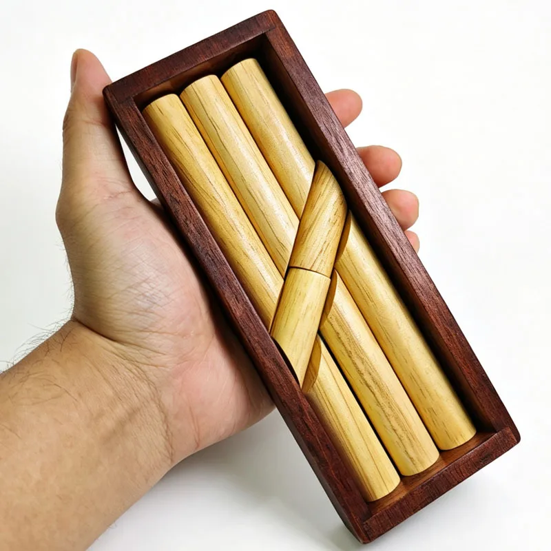 Magic Baffling Cleverly Place Wooden Sticks Puzzles Box Brain Teaser Problem Solving Toys For Kids & Adults Fun Challenge