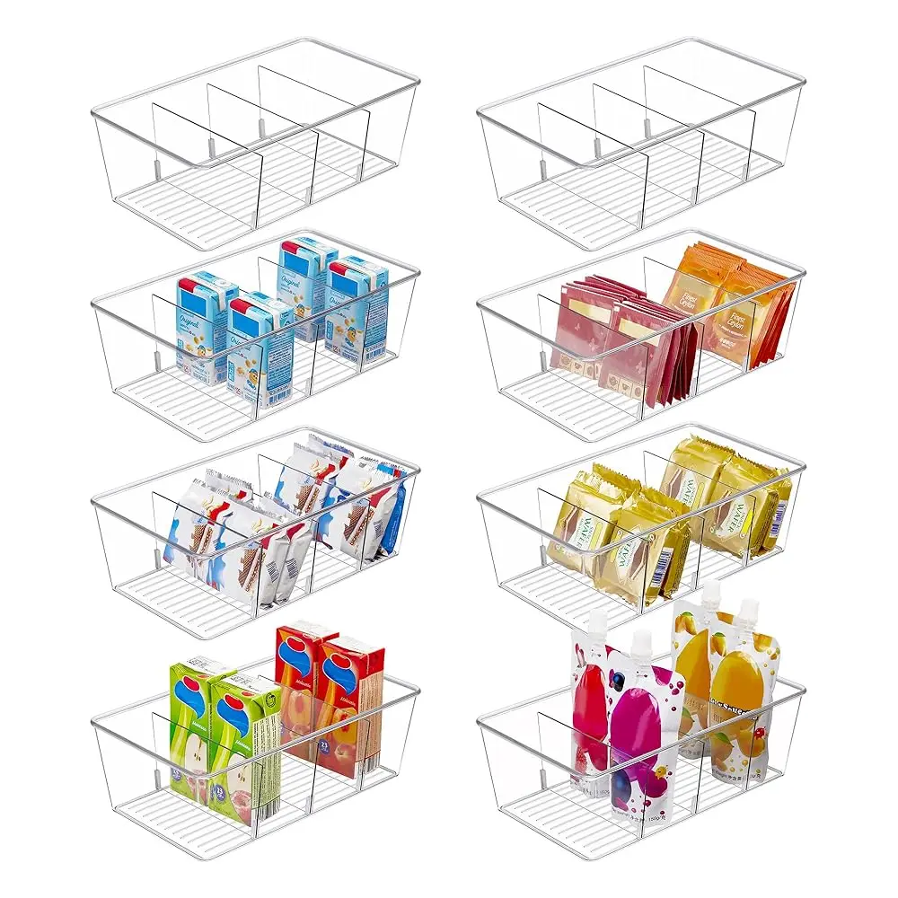 

8 Pa Food Storage Organizer Bins, Clear Plastic Bins For Pantry, Kitchen, Fridge, Cabinet Organization And Storage, 4