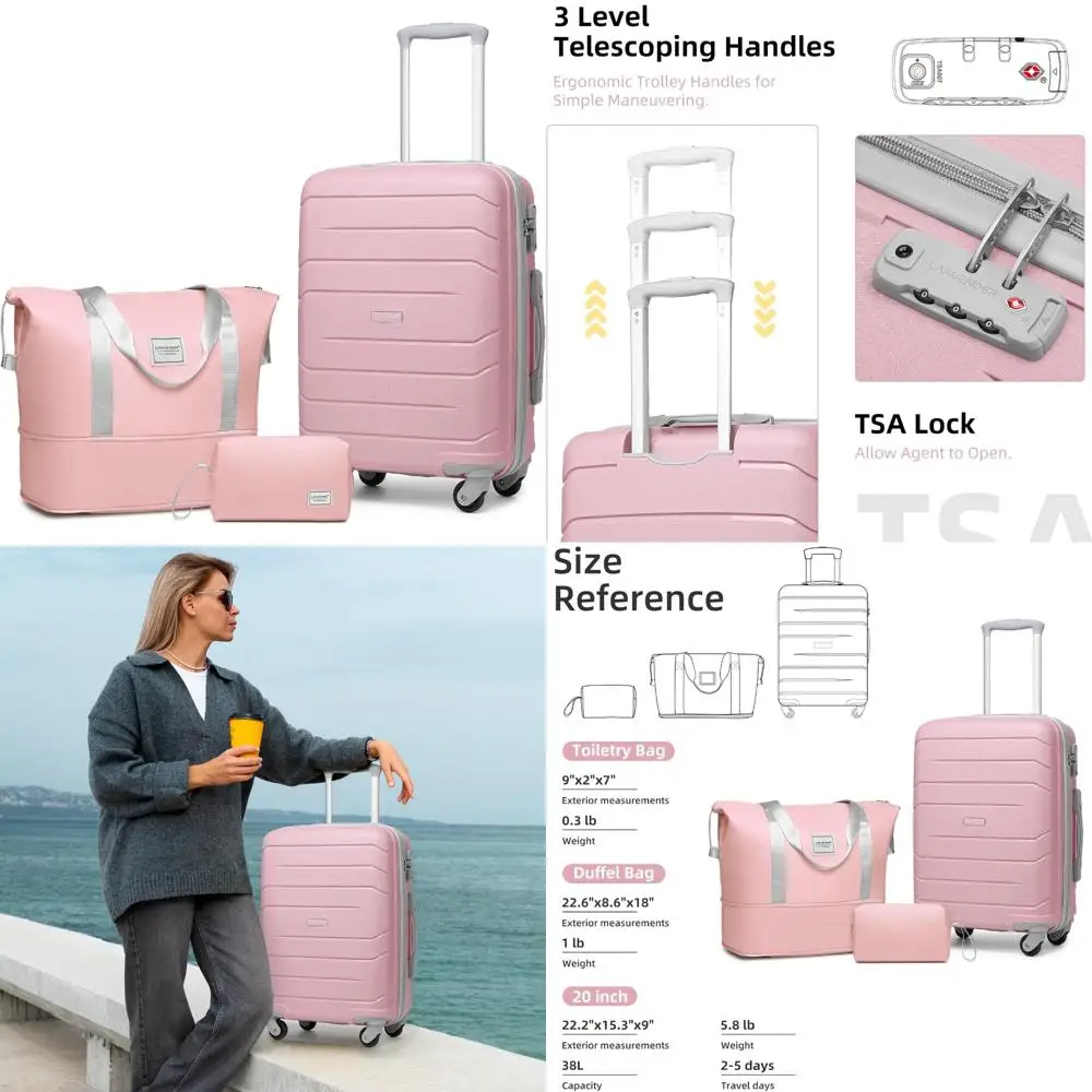 

Women's 3-Piece Hard Shell Carry-On Luggage Set, 20-Inch Airline Approved Spinner Suitcase, 22x14x9 Inches with Long-Term Travel