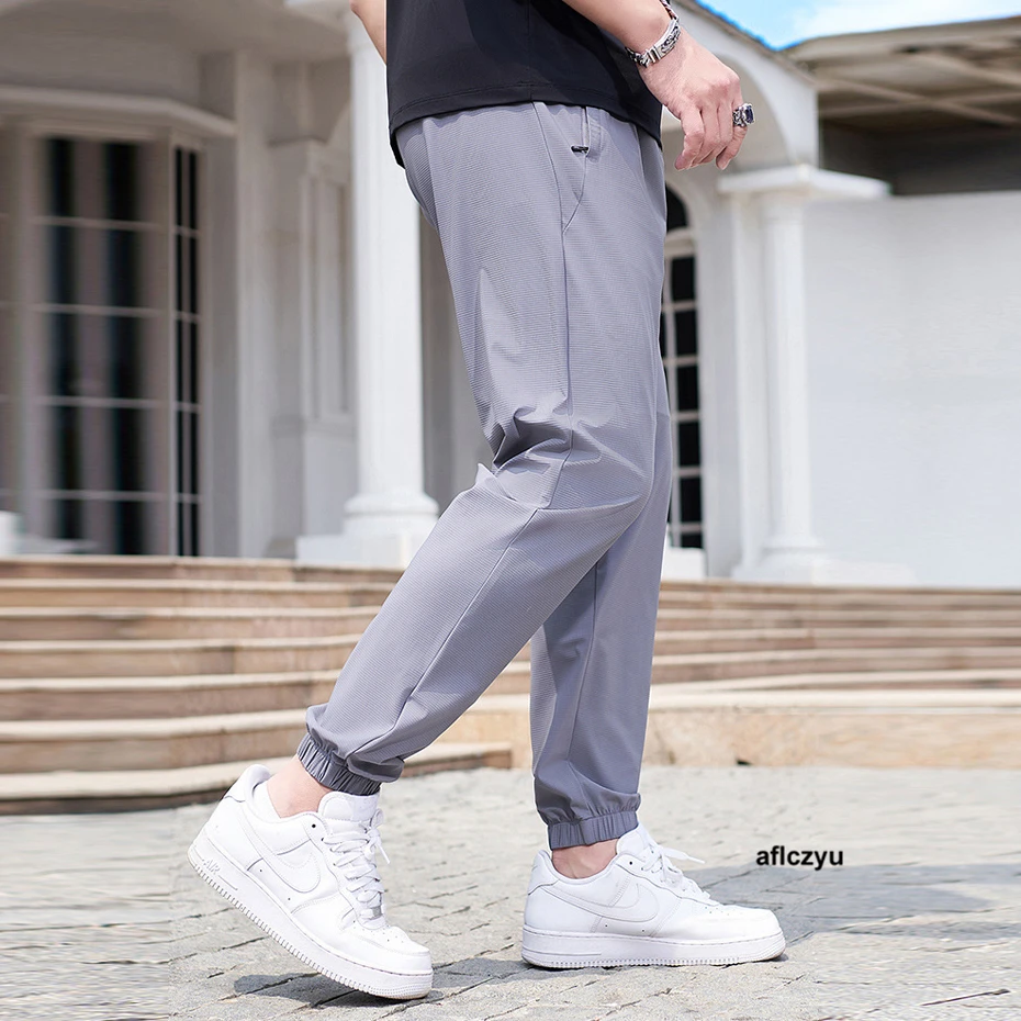 8XL Plus Size Jogger Pants Men Sweatpants Summer Cool Pants Solid Color Fashion Casual Trousers Elastic Waist