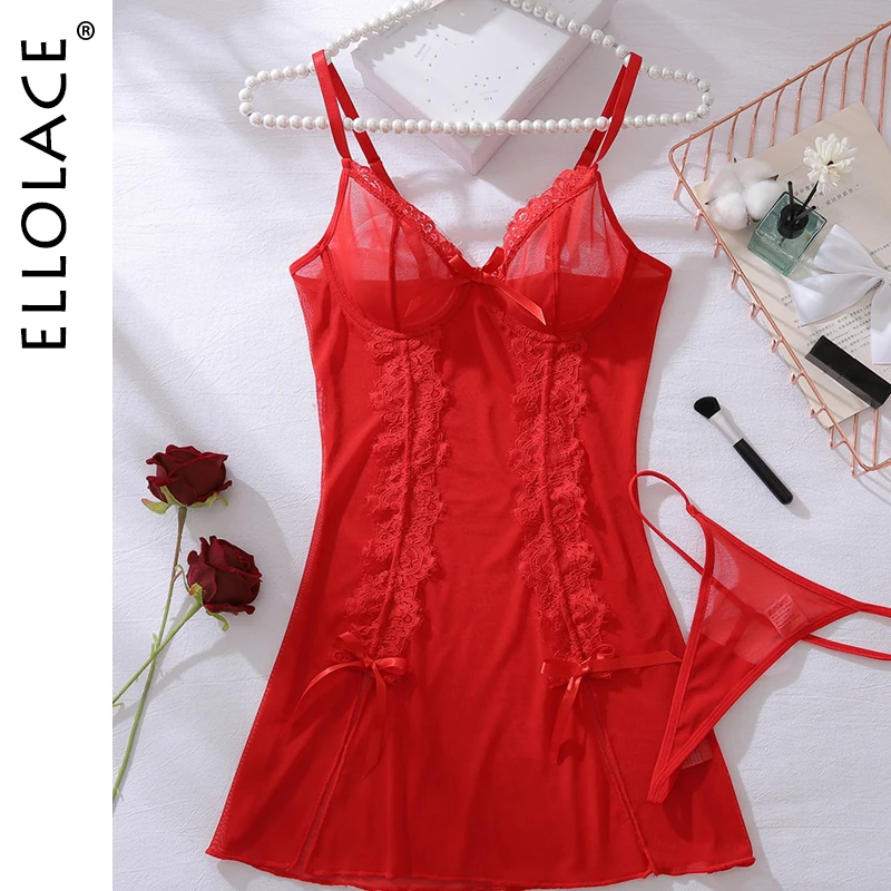 

Ellolace Sexy Hot Lingerie Women's Dress Sissy Boudoir Lace Hilitos Kit Pure Desire Romantic Wedding Nightwear Call Of The Night