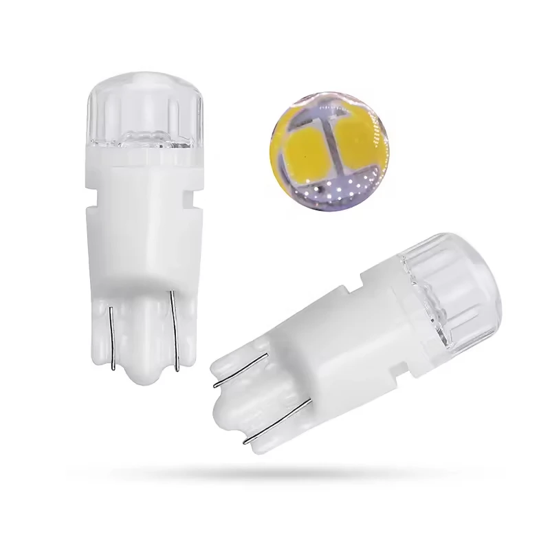 2PCS 12V Car Small LED Bulb T10 194 168 501 W5W Ceramic 2835 2SMD 6000K White LED Car Light Bulb for Dome License Plate Door