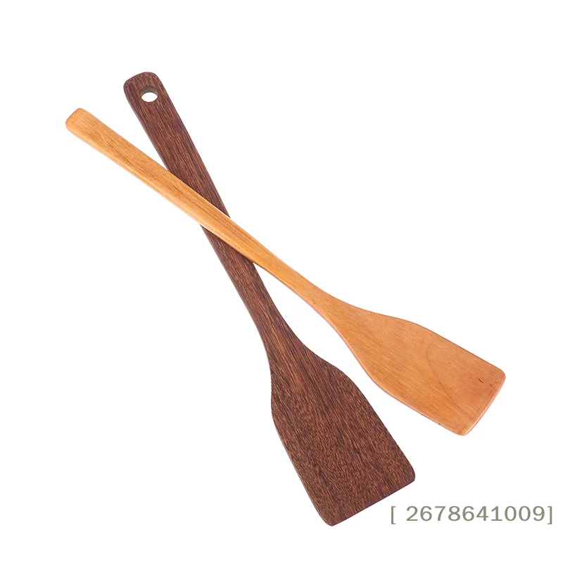 ♥ Espátula de Cozinha em Madeira Natural - Espátula Durável com Cabo Longo para Wok e Panelas Antiaderentes | 〔YY33〕