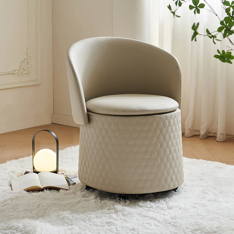 High-end makeup stool foldable storage Internet celebrity storage rotating removable dressing round stool