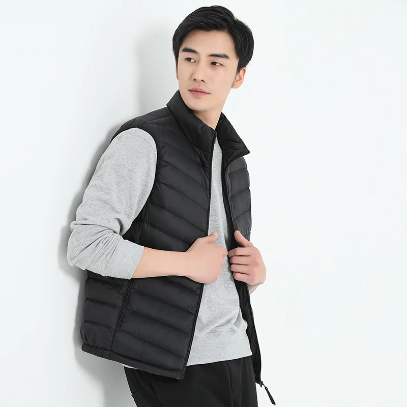 85% White Duck Down Vest 2024 Winter New Leiusre Mens Lightweight Sleeveless Warm Jacket Male Classic Solid Thermal Zipper Coat