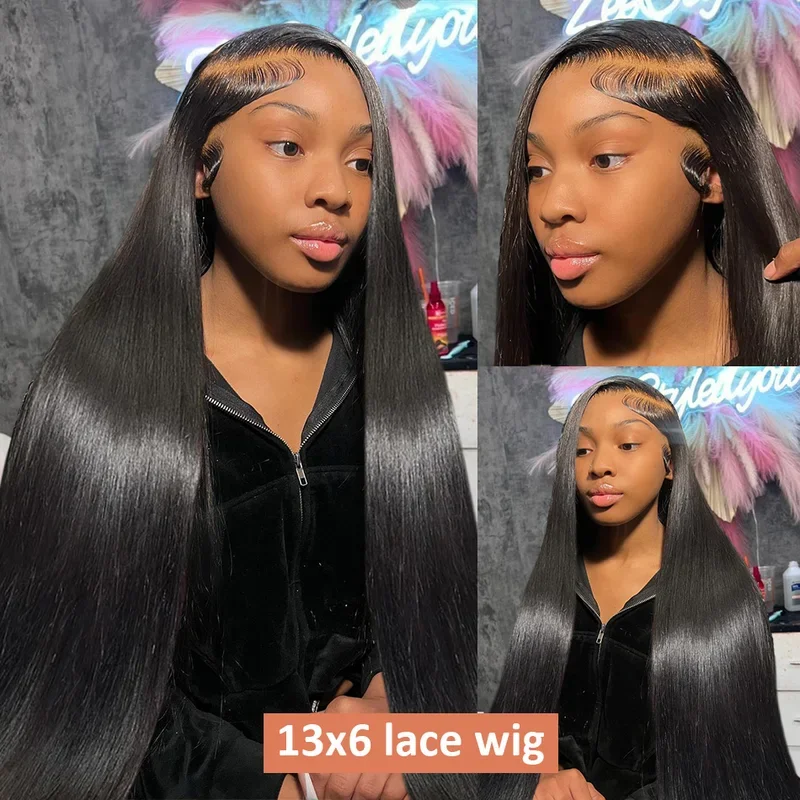 30 40 Inch 250 Density 13x4 HD Lace Frontal Human Hair Wigs Brazilian Bone Straight 13x6 Lace Front Wig Remy For Woman