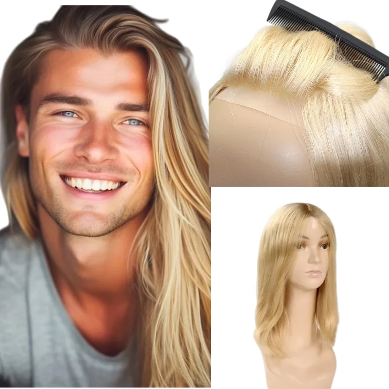 Men Toupee Support Bulk Order Human Hair PU Base 7x9 16inch Hand-Tied Hairpiece In Stock 72H Ship Color 1B #4 #613