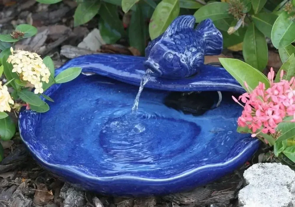 

Smart Solar 21372R01 Ceramic Solar Koi Fountain, Blue Glazed Finish