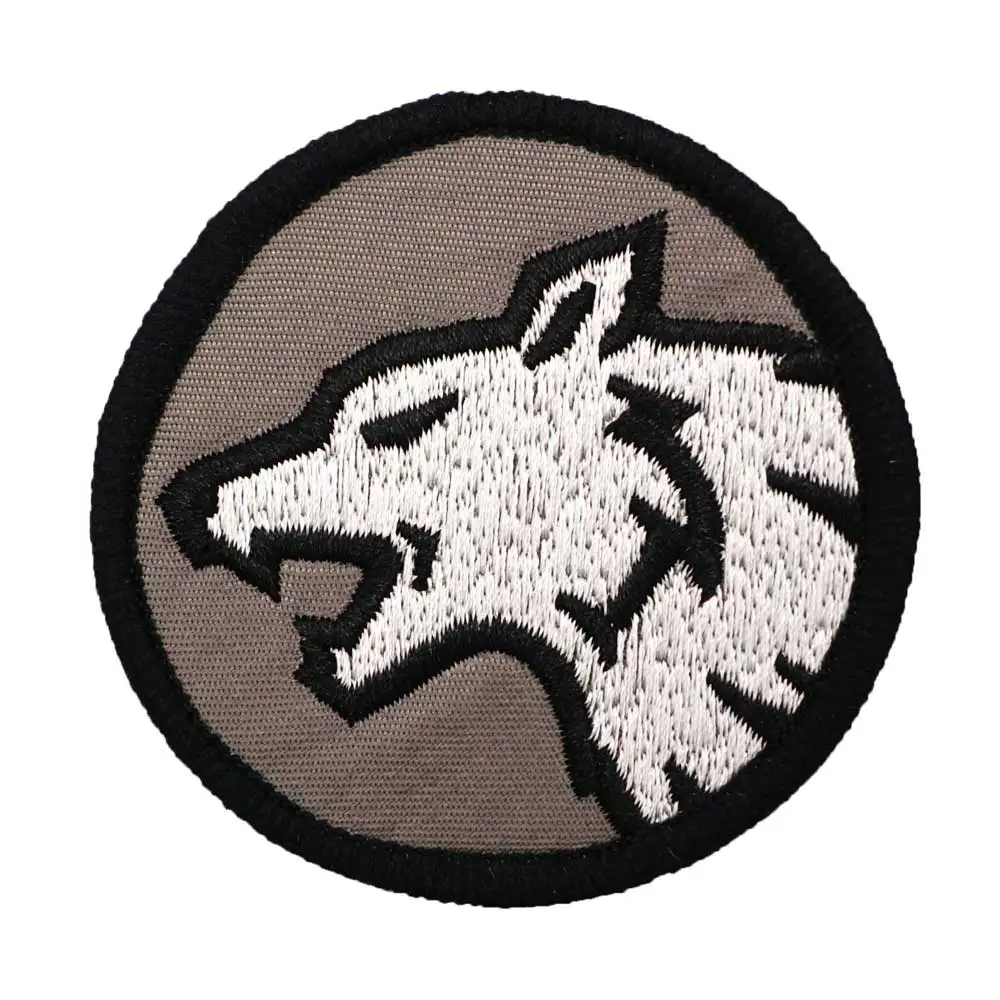 wolf head  Embroidered Patch Hook & Loop Sew on Embroidery Military Badge