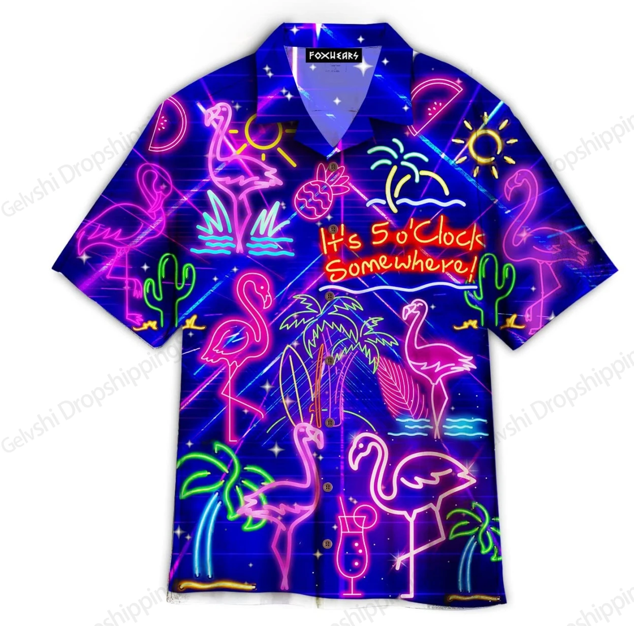 Camicia hawaiana da uomo Vocation Camicia hawaiana con stampa fluorescente 3D Uomo Donna Moda Camicie a maniche corte Camicetta da spiaggia Neon