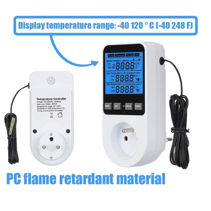 A25F-розетка для контроля температуры, таймер, полнофункциональный цифровой термостат, термометр для регулирования нагрева и охлаждения