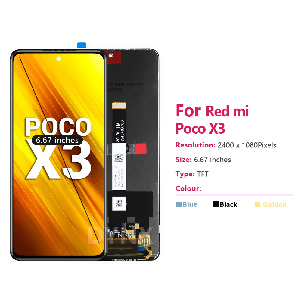 AMOLED For Xiaomi POCO X3 LCD Display Touch Screen Digitizer Assembly For POCO X3 Pro NFC LCD M2102J20SG Display Replace Parts