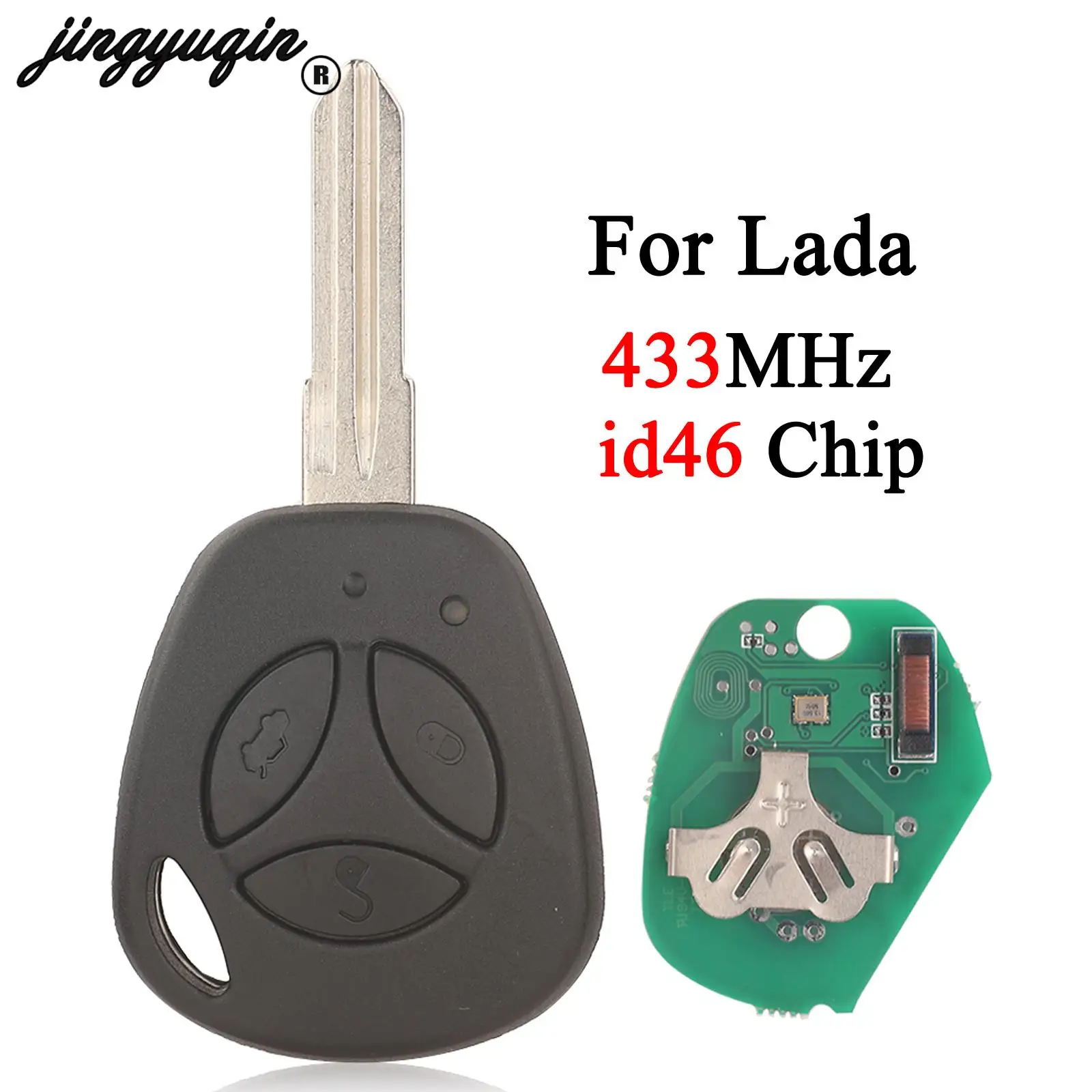 jingyuqin 3 Buttons 433MHz Smart Remote Car Key id46 Chip For Lada Granta Priora Vesta X-Ray XRay Sedan Sport Kalina Replacement