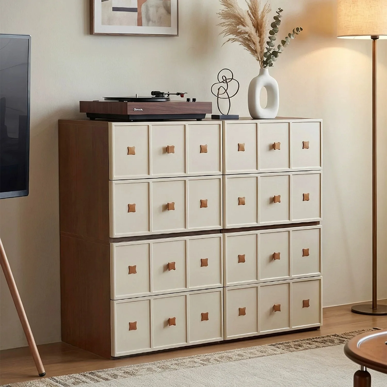Carmen cream antique chest cabinet, living room beautiful against the wall, bedroom storage module cabinet combination locker