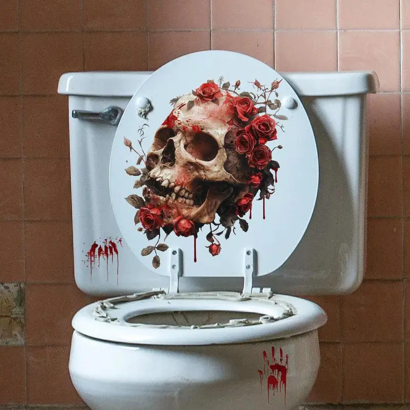 Halloween Toilet Lid Stickers Halloween Toilet Lid Stickers Skull Bathroom Wall Decals Skull Horror Toilet Seat Stickers Horror