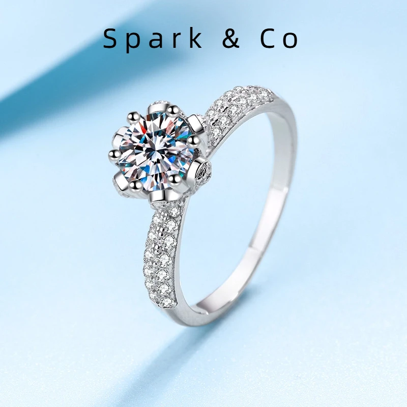 

Moissanite VVS1 D Color Platinum PT950 Rings 1/2/3/5Carat Diamond Snow Queen Finger Best Gift for Women Wedding Fine Jewelry