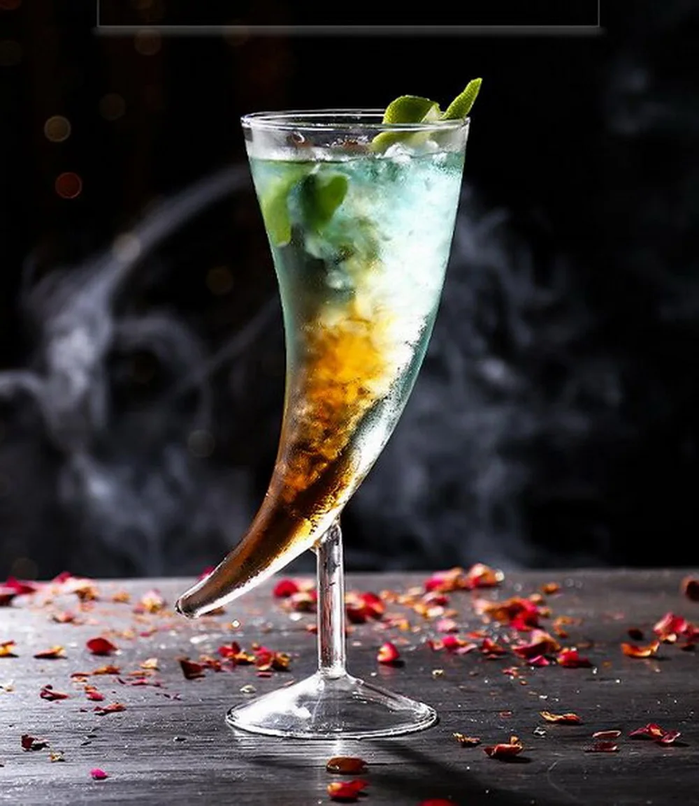 

Новые креативные стеклянные прозрачные бокалы-рога для бара и кафе