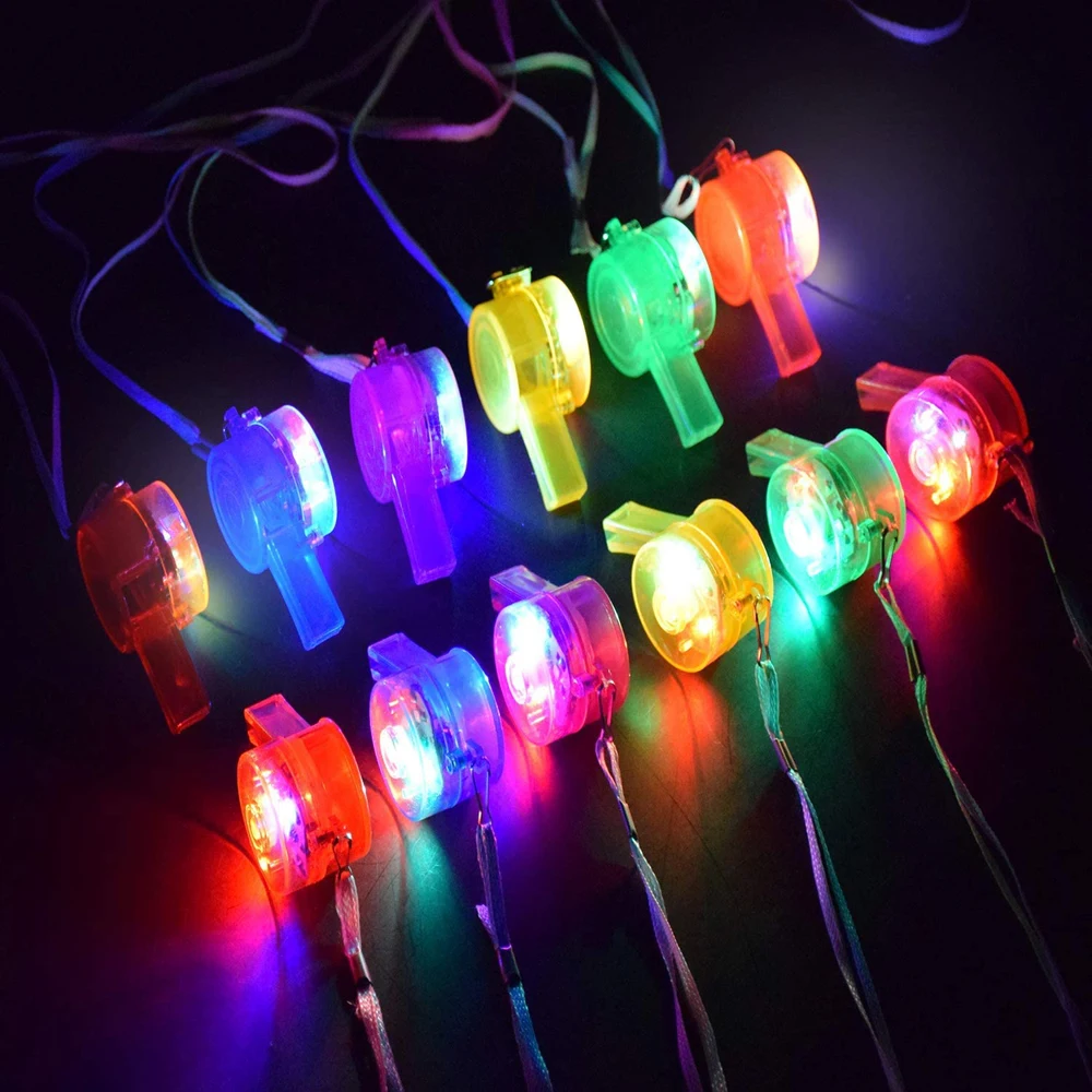 

with Lanyard Kids Children LED Light Up Whistle Flashing LED Whistle LED Flashing Whistle Glowing Colorful Pendant Whistle