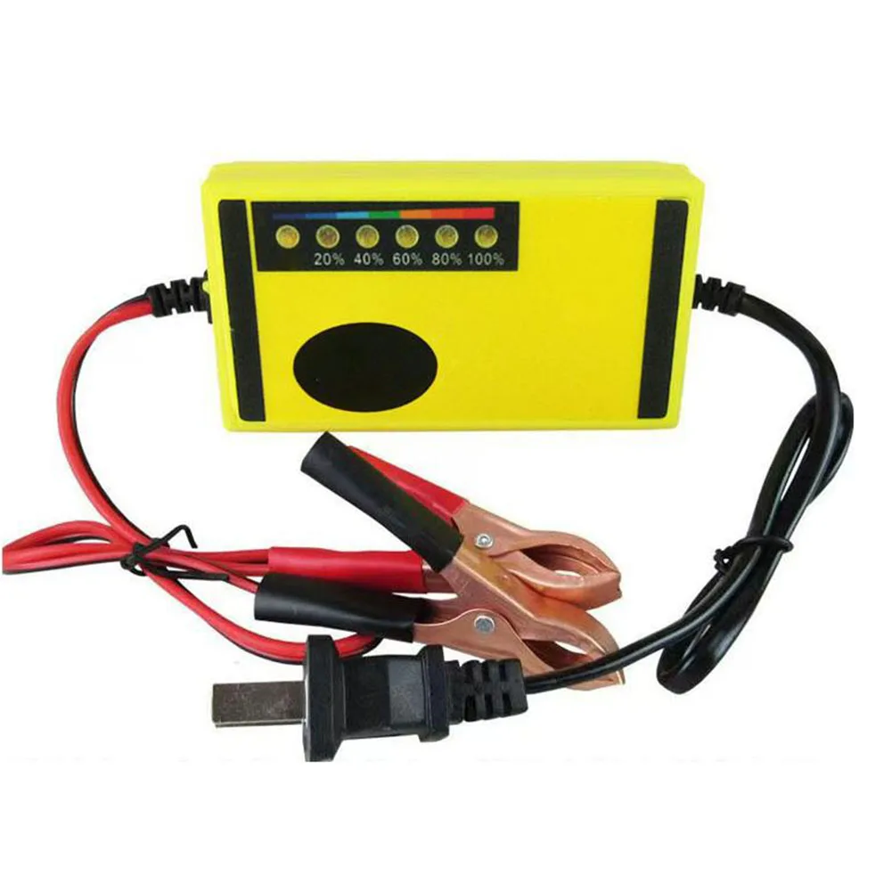 Nabíječka autobaterií DC 12V / 2A Rychlonabíjecí nabíječka autobaterií pro motocykly Nabíječka kyselých baterií ABS žlutá - náhled 4