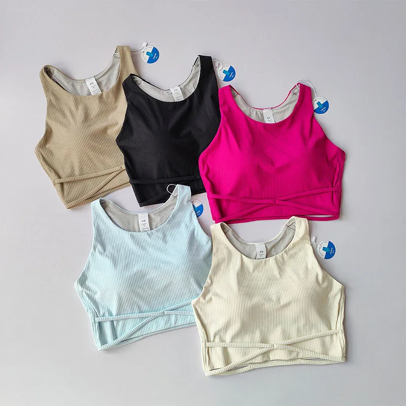 

Yoga Clothes Crop Tops Women's Summer Professional Fitness Clothes Pilates Outer Wear Breathable One-piece Cup Vest Clothing